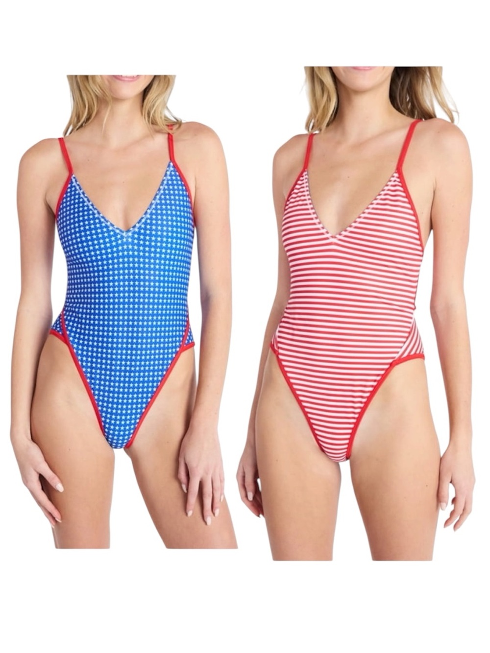 No Boundaries Stars and Stripes Reversible Binded One Piece Swimsuit Women's XXS